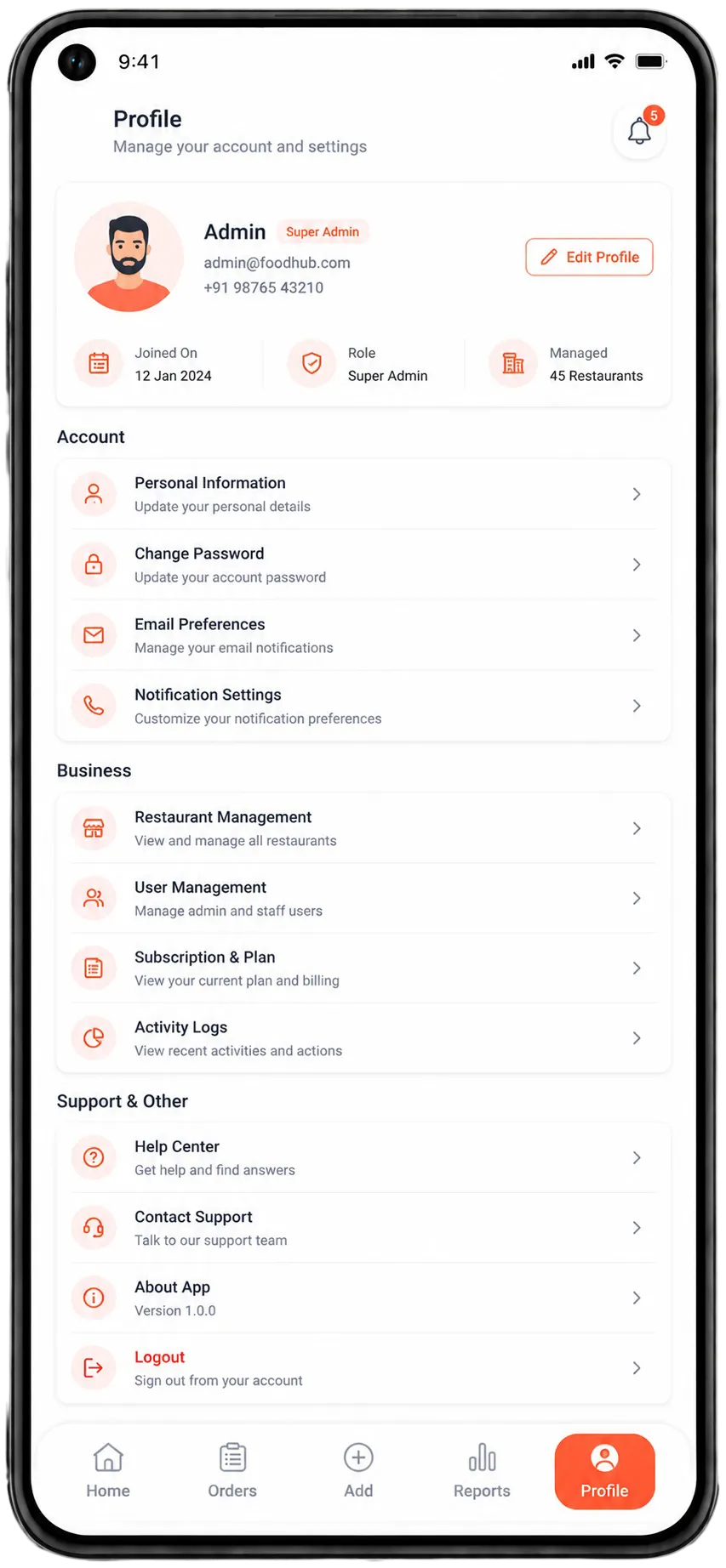 Grubhub Clone -admin-app