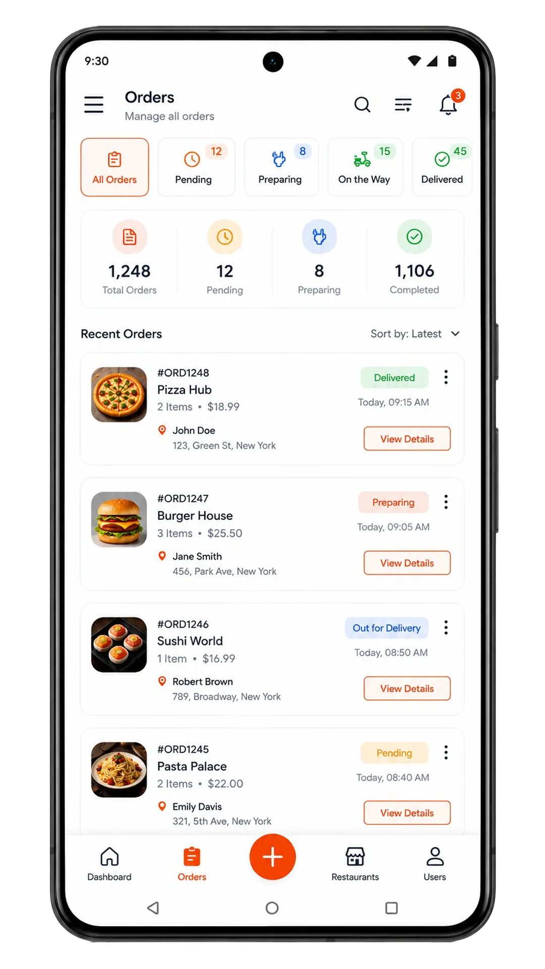 justeat clone admin app