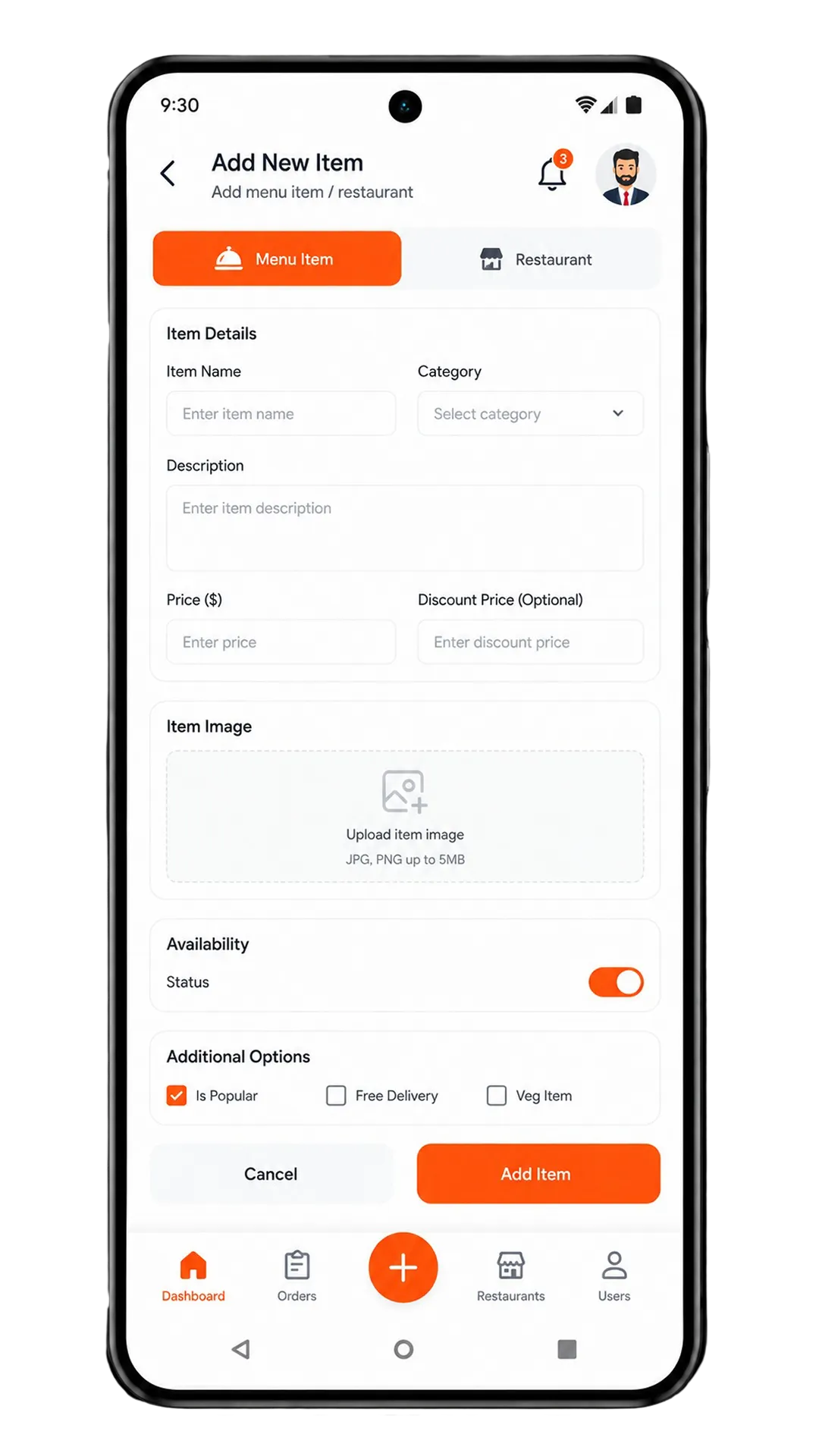justeat clone admin app