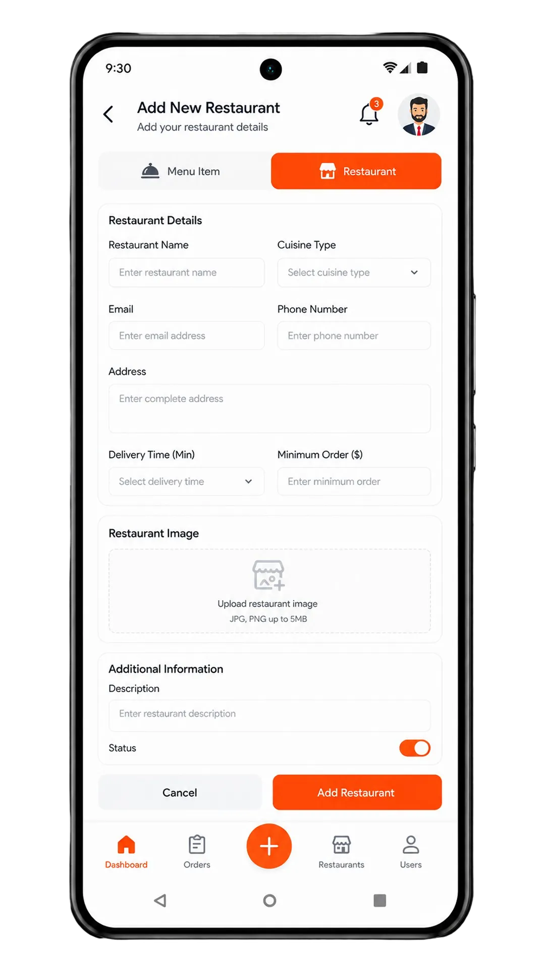 justeat clone admin app