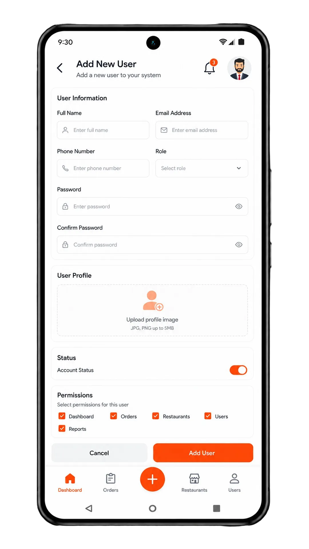 justeat clone admin app